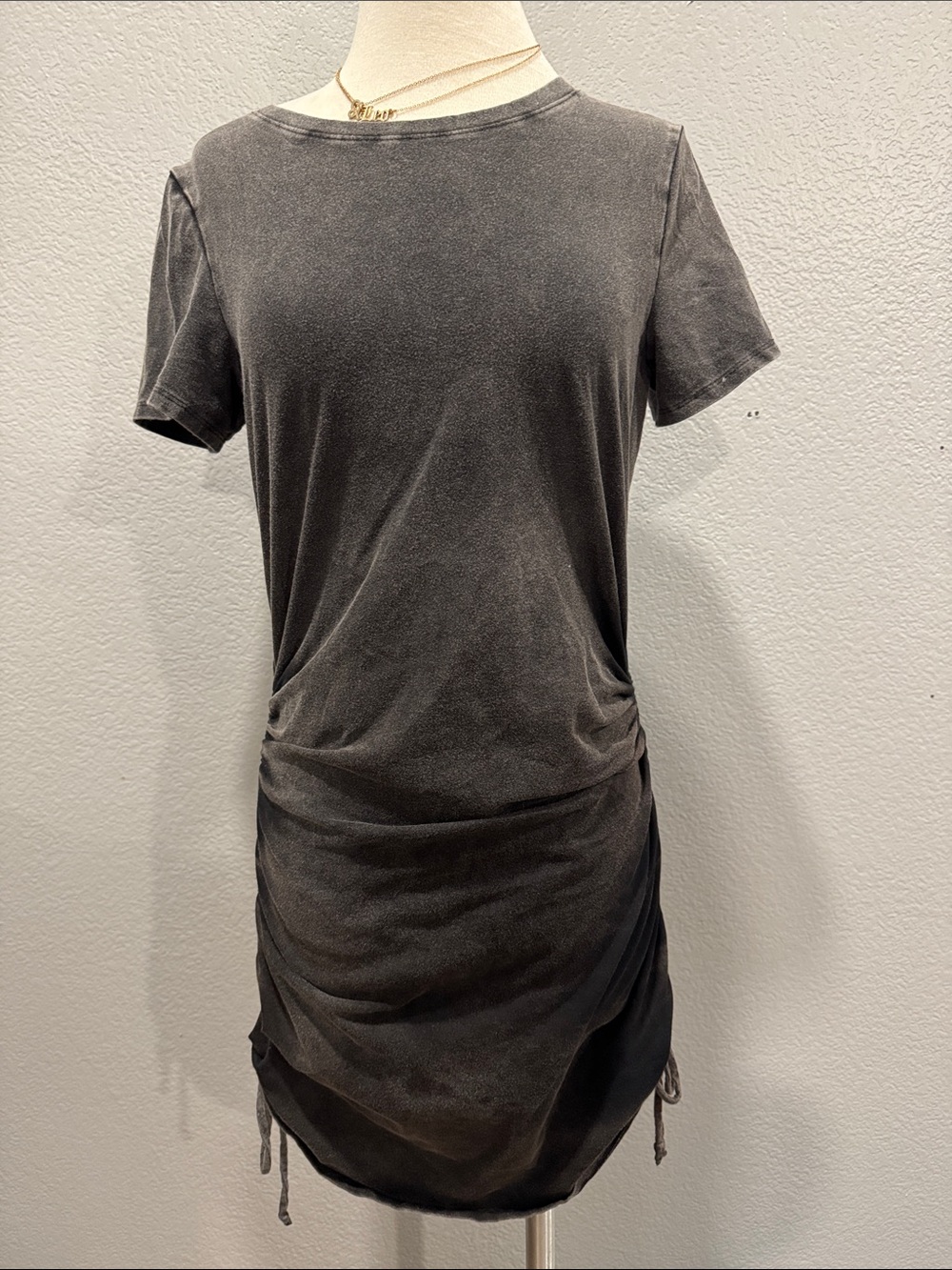 PINK Victoria's Secret Washed Black Ruched Mini Dress